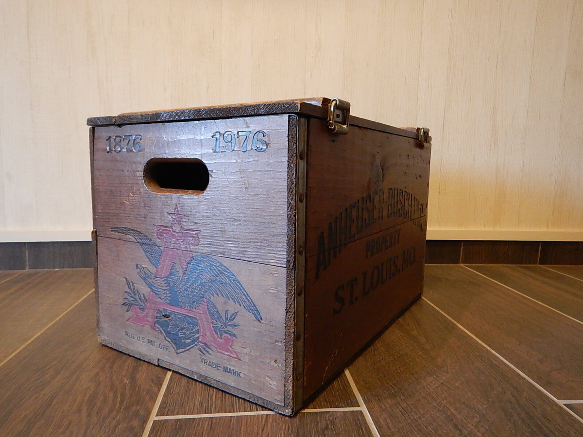 品番0972 木箱 BUDWEISER バドワイザー 蓋つき ウッドボックス ボトル
