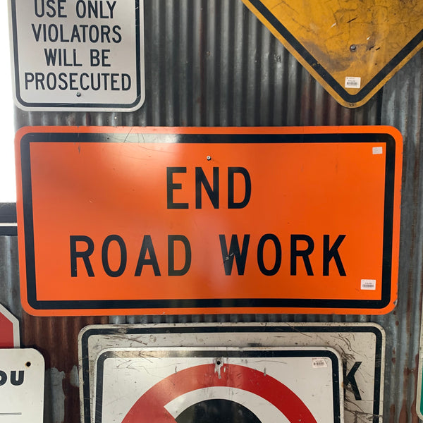 品番1025 ロードサイン END ROAD WORK トラフィックサイン 警告 看板