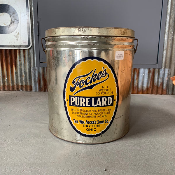 品番3654　Focke's Pure Lard　ラード缶　丸缶　ブリキ缶 　ティン缶　プランター　ヴィンテージ　埼玉店