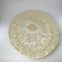 品番0348　オーバルプレート　花柄　22K GOLD　フラワープレート　楕円形　オーバル皿　絵皿　飾り皿　ヴィンテージ　金沢店