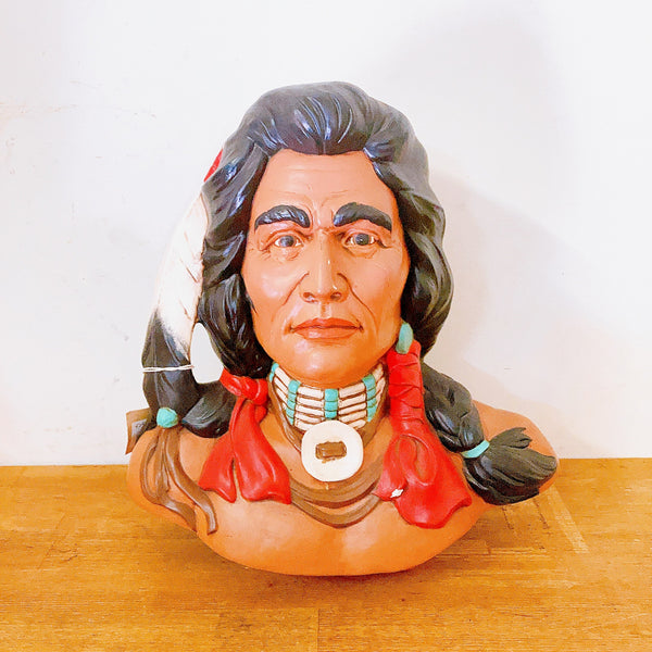 品番4889　ネイティブアメリカン インディアン　Native American Indian　胸像　置物　オブジェ　インテリア　ディスプレイ　ヴィンテージ　金沢店