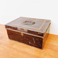 品番0348　メタルボックス　キャッシュボックス　金庫　ツールボックス　工具箱　ブラック　収納　ツールケース　ヴィンテージ　金沢店
