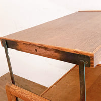 品番1567　トロリーテーブル　Trolley Table　トロリーカート　2段　レトロ　キャスター付き　木製　ディスプレイ　アンティーク　金沢店