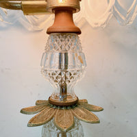 品番1710-2　テーブルランプ　クリスタルガラス　花びら　カットガラス　2灯　デスクライト　照明　インテリア　レトロ　アンティーク