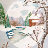 品番1758-1　アート　冬景色　雪景色　ウォールアート　幻想的　自然　壁掛け　額装　ヴィンテージ　金沢店