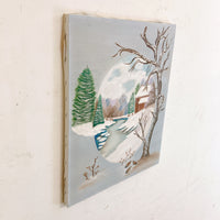 品番1758-1　アート　冬景色　雪景色　ウォールアート　幻想的　自然　壁掛け　額装　ヴィンテージ