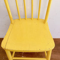 品番1437-2　ダイニングチェア　ウッドチェア　イエロー　キッチンチェア　サイドチェア　リビングチェア　椅子　アンティーク　ヴィンテージ
