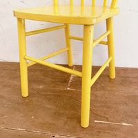 品番1437-2　ダイニングチェア　ウッドチェア　イエロー　キッチンチェア　サイドチェア　リビングチェア　椅子　アンティーク　ヴィンテージ