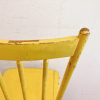 品番1437-2　ダイニングチェア　ウッドチェア　イエロー　キッチンチェア　サイドチェア　リビングチェア　椅子　アンティーク　ヴィンテージ　金沢店