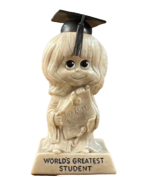 品番0069　メッセージドール　WORLD'S GREATEST STUDENT　70's　Silly Sculpt　置物　プレゼント　インテリア　ヴィンテージ　金沢店