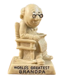 品番3893-3　メッセージドール　WORLD'S GREATEST GRANDPA　70's　Silly Sculpt　置物　プレゼント　インテリア　ヴィンテージ　金沢店