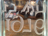 品番3473-2　ガラスブロック アート　1976　サイン入り　置物　デコール　ディスプレイ　インテリア　ヴィンテージ　金沢店