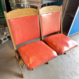 品番0287　シアターチェア　シアターシート　2人掛け　フォールディングチェア　椅子　折りたたみベンチ　ヴィンテージ　埼玉店