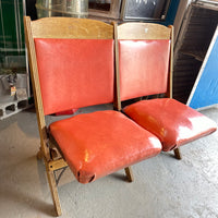 品番0287　シアターチェア　シアターシート　2人掛け　フォールディングチェア　椅子　折りたたみベンチ　ヴィンテージ　埼玉店