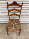 品番0228　ウッドチェア　ラダーバックチェア　ラッシュシート　リビングチェア　サイドチェア　木製　椅子　アンティーク　ヴィンテージ　金沢店