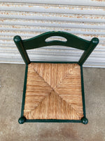品番0786　ウッドチェア　カウンターチェア　ラッシュシート　グリーン　ハイチェア　木製　椅子　アンティーク　ヴィンテージ　金沢店