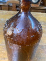 品番1929　ガラスボトル　CLOROX　クロロックス　漂白剤ボトル　ブラウン　ガラス瓶　フラワーベース　花瓶　インテリア　ヴィンテージ　金沢店