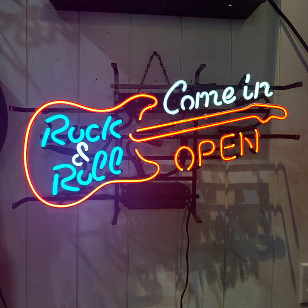 品番0051　ネオンサイン　『Ruck&Roll / Come in / OPEN』Guitar　Neon Sign　ギター　看板　ネオンライト　照明　展示品　埼玉店