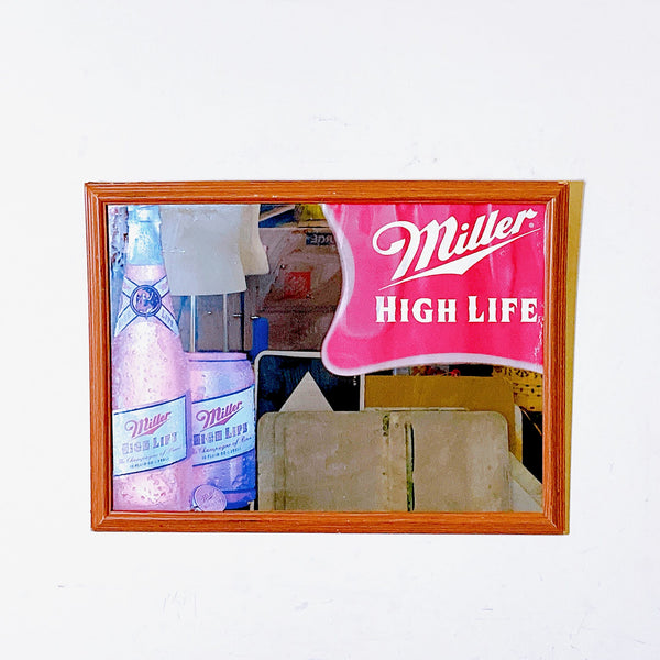 品番2687　パブミラー　Miller HIGH LIFE　ミラーハイライフ　ラガービール　鏡　壁掛け　インテリア　ヴィンテージ　金沢店