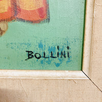 品番4254　アート　Bollini　Big Eyed Girl　ボリーニ　大きな目の少女　サイン入り　ウォールアート　インテリア　額装　ヴィンテージ