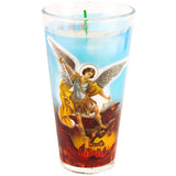 品番1338　無煙 キャンドル 『聖ミカエル（サンミゲル大天使）-Saint Michael-』 ろうそく　グラス型　アメリカン雑貨