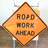 品番1856-3　ロードサイン　ROAD WORK AHEAD　道路工事中　道路標識　スタンドサイン　ヴィンテージ　金沢店