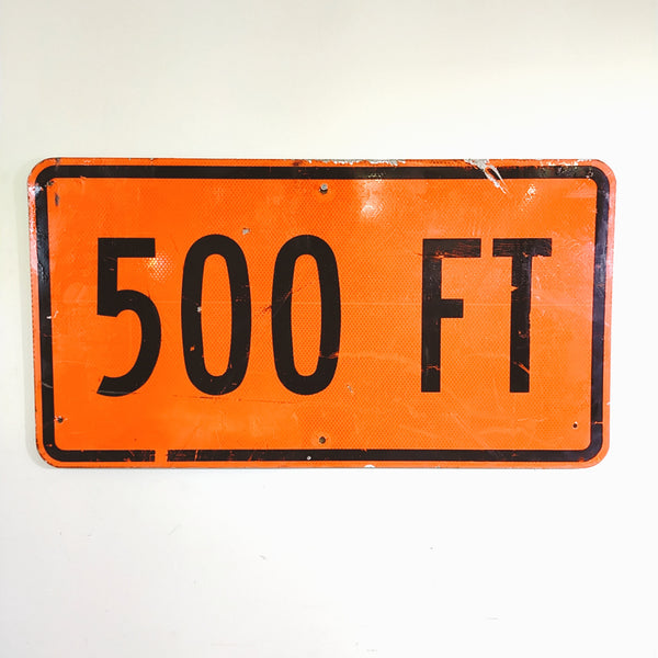 品番0487　ロードサイン　500 FT　トラフィックサイン　看板　標識　ヴィンテージ　埼玉店