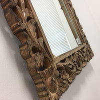 品番3586　鏡　ミラー　細密細工　一刀彫 フレーム　木製　壁掛　ディスプレイ　アンティーク　家具　千葉店