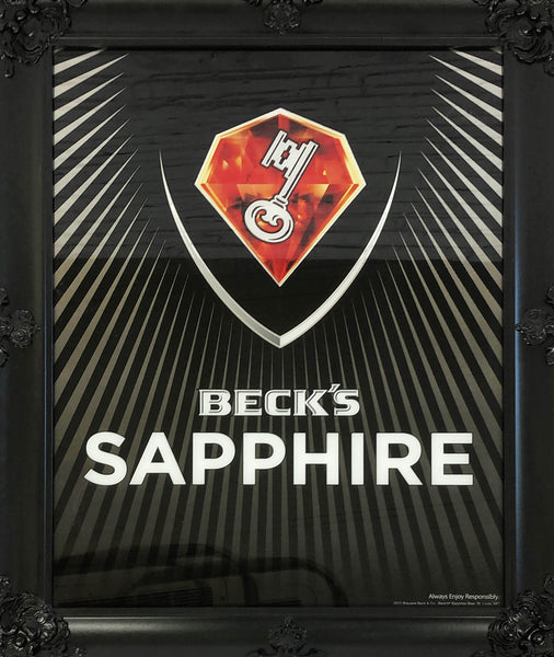 品番0101　パブミラー　BECKS SAPPHIRE　ベックス サファイア　壁掛　ドイツビール　ディスプレイ　アメリカン雑貨　金沢店