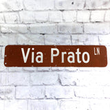 品番5759　ロードサイン　Via Prato LN　トラフィックサイン　看板　標識　ヴィンテージ　埼玉店
