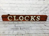 品番2055　サインボード　CLOCKS　木製　壁掛　看板　アメリカン雑貨　ヴィンテージ