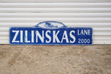 品番0785　サインボード　『ZILINSKAS』　看板　ブルー　ヴィンテージ　金沢店