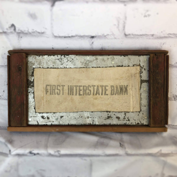 品番4325　看板　FIRST INTERSTATE BANK　サインプレート　ディスプレイ　ヴィンテージ