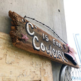 品番4844　サインボード　看板　❝C❞ IS FOR COWGIRL　カウガール　ウエスタンブーツ　ヴィンテージ　金沢店