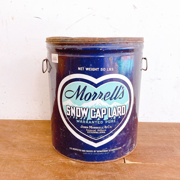 品番4101　Morrell's Snow Cap Land　ラード缶　丸缶　ブリキ缶 　ティン缶　プランター　ヴィンテージ　金沢店