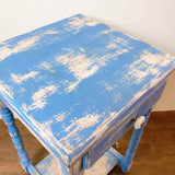 品番0135　サイドテーブル　エンドテーブル　テレフォンデスク　コンソールテーブル　飾り台　ブルー　アンティーク　金沢店