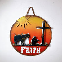 品番0940　ウォールサイン　FAITH　フェイス　信仰　壁掛け　看板　立体　十字架　ヴィンテージ
