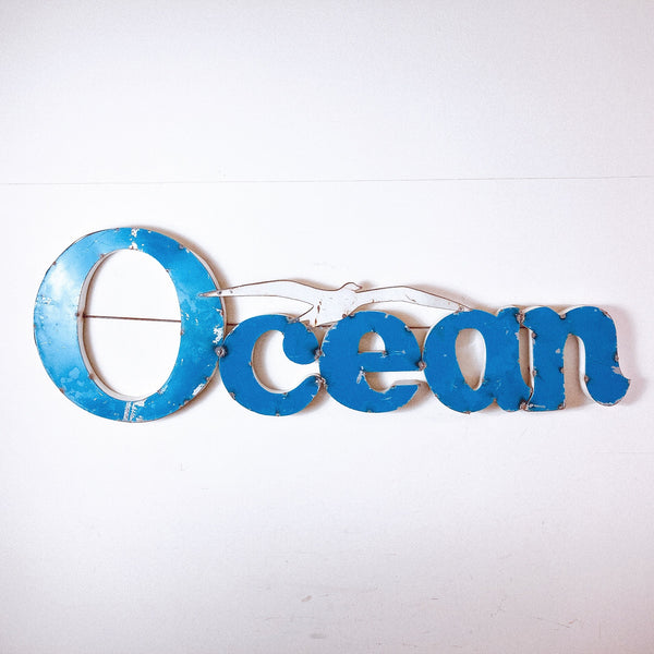 品番1008　メタル看板　ウォールサイン　Ocean　オーシャン　立体文字看板　3D　壁掛け　ヴィンテージ