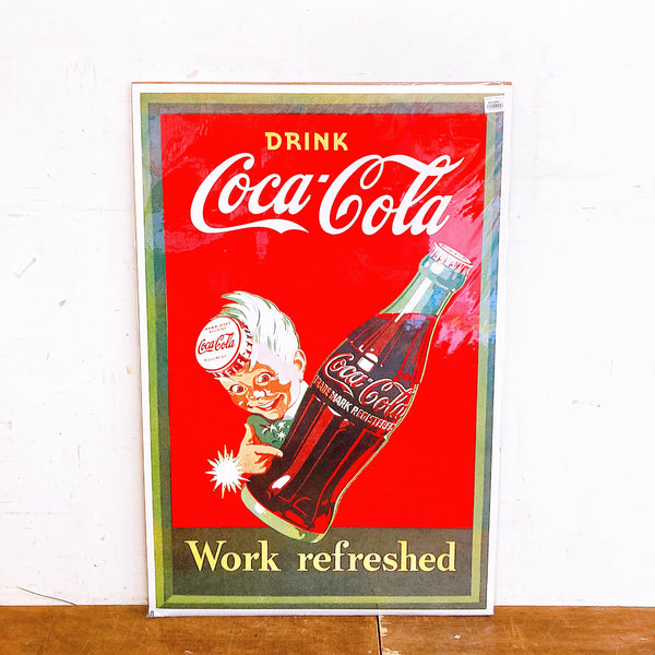 品番0108　ポスター　Coca-Cola　コカ・コーラ　Work refreshed　1996年　壁飾り　インテリア　ヴィンテージ　011