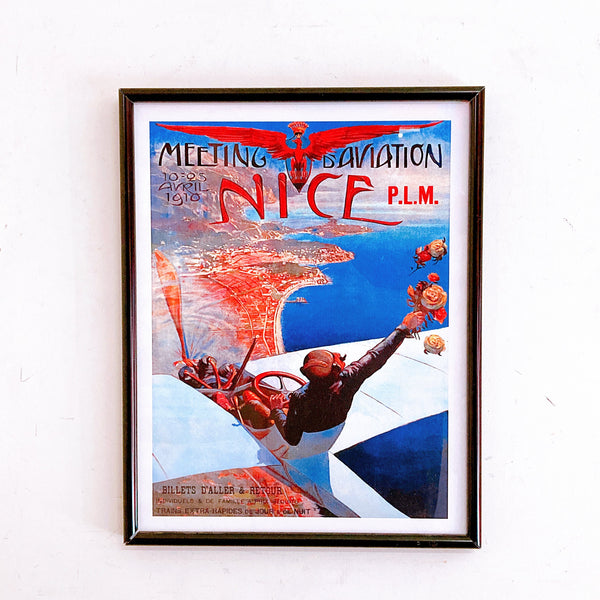 品番0349　航空ポスター　MEETING D'AVIATION NICE　シャルル・レオンセ・ブロッセ　ウォールアート　額装　ヴィンテージ