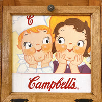 品番0482　ウッドケース　小物入れ　Campbell's　キャンベルキッズ　ボーイ＆ガール　ブラウン　木製BOX　収納　ヴィンテージ