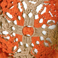 品番2289　デコール　オレンジ　ラウンド　壁飾り　70's　編み込み　装飾　ディスプレイ　インテリア　ヴィンテージ