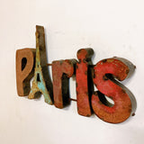 品番2053　メタル看板　PARIS　3D サイン　立体文字看板　ウォールサイン　壁掛　ディスプレイ　ヴィンテージ　金沢店