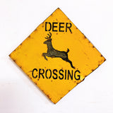 品番2121　ロードサイン　DEER CROSSING　鹿に注意　警報　トラフィックサイン　看板　標識　ヴィンテージ　金沢店