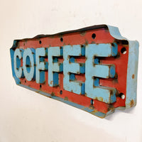 品番2107　メタル看板　COFFEE　3D サイン　立体文字看板　ウォールサイン　壁掛　ディスプレイ　ヴィンテージ　金沢店