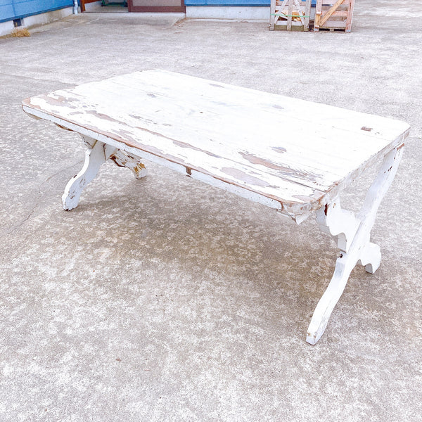 品番2838　ウッドテーブル　ディスプレイテーブル　木製　ホワイト　アンティーク　ヴィンテージ