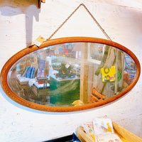 品番2854　ウォールミラー　鏡　Mirror　楕円型　ウッドフレーム　アンティーク　ヴィンテージ　金沢店