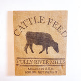 品番2055　ウォールアート　CATTLE FEED　牛　飼料袋　TULLY RIVER MILLS　額装　インテリア　ディスプレイ