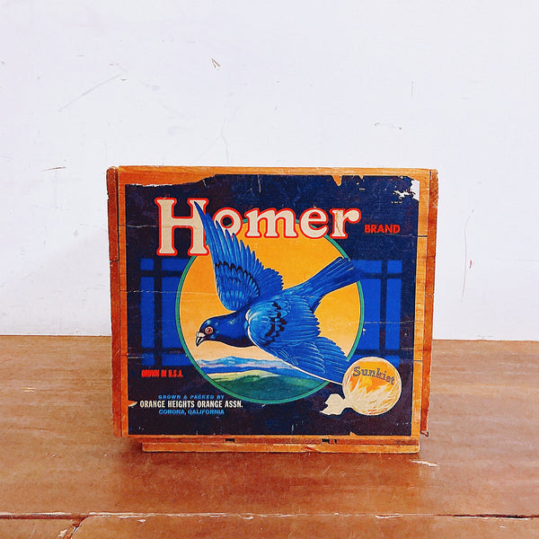 品番0578　木箱　Homer BRAND　ホーマーブランド　フルーツラベル　ウッドクレート　ウッドボックス　ヴィンテージ