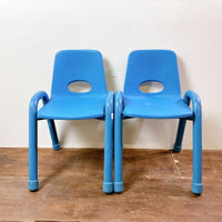 品番0611-1　スクールチェア　キッズチェア　チャイルドチェア　高さ/60cm　椅子　ブルー　ヴィンテージ　金沢店